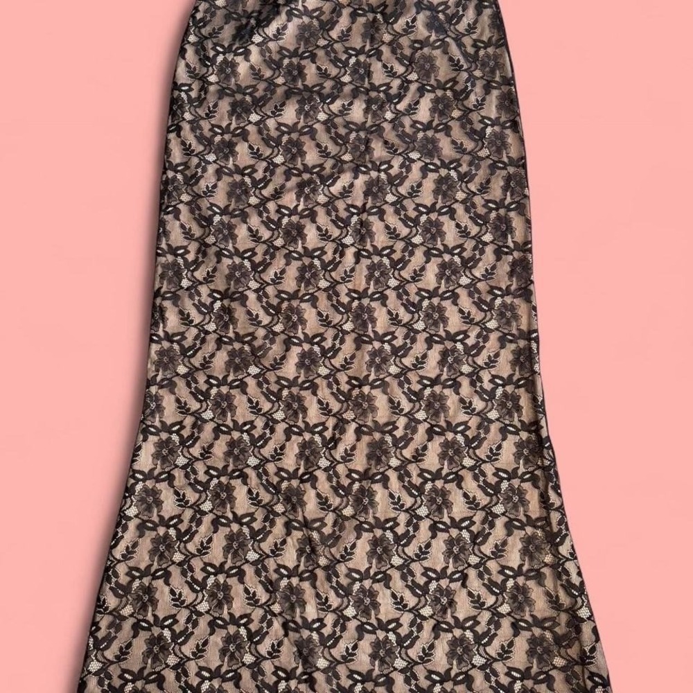 princess polly Black and cream‎ lace maxi skirt with elastic waisT WOMEN SIZE 4